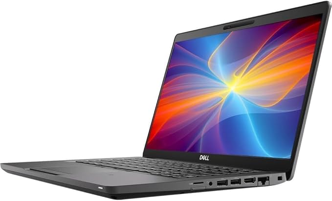 Dell laptop with vibrant display showing abstract colourful design