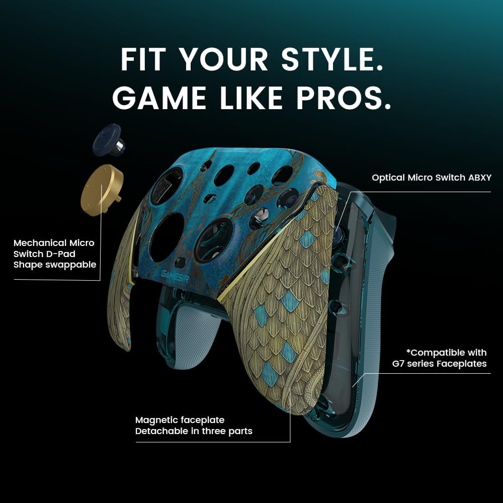 Customisable gaming controller with swappable mechanical D-Pad and detachable magnetic faceplate for pro gamers