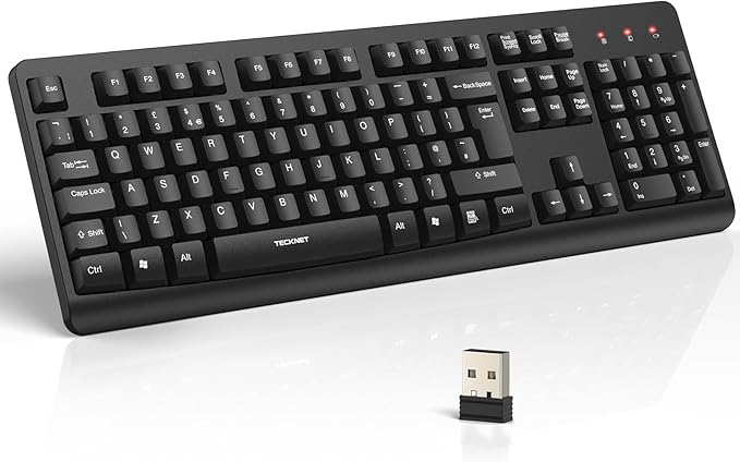 TECKNET Wireless Silent Keyboard, 2.4G Full Size