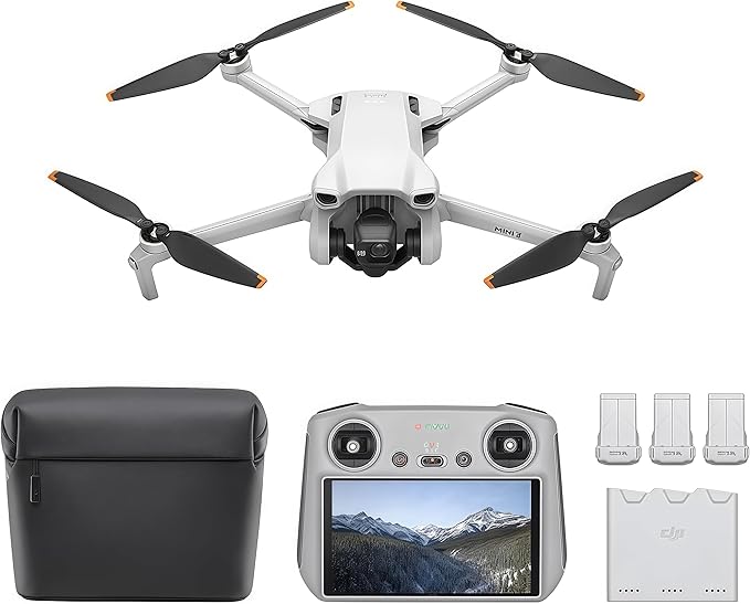Drone package including quadcopter, controller, batteries, charging hub, and carrying bag for aerial photography